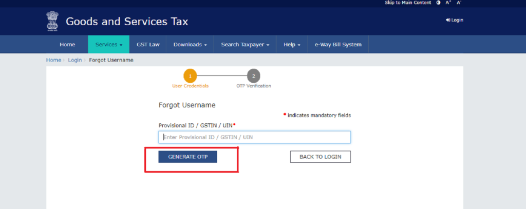 gst user id password