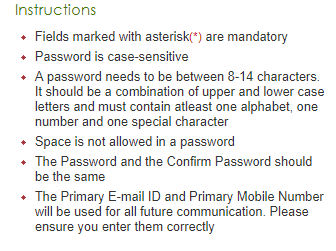 Instruction for select password